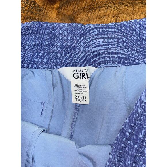 Athleta Girls Set of 2 Periwinkle Blue Athletic Drawstring Stretchy Shorts 16 - Picture 6 of 8